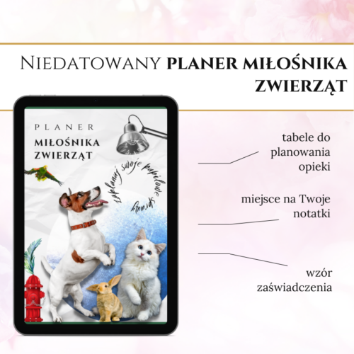 planer miłośnika zwierząt do druku