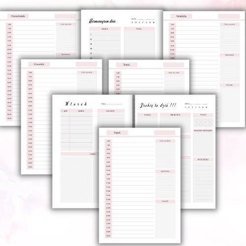 Niedatowany planer Różowy pastel