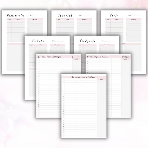 Niedatowany planer Różowy pastel