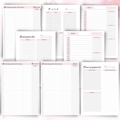 Niedatowany planer Różowy pastel