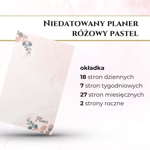 Niedatowany planer Różowy pastel